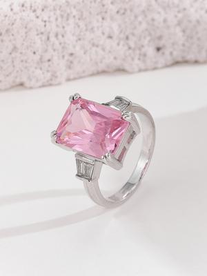 Luxury Solitaire Big Rectangle CZ Women Wedding Ring Engagement Ring Evening Party Elegant Female Jewelry Gifts
