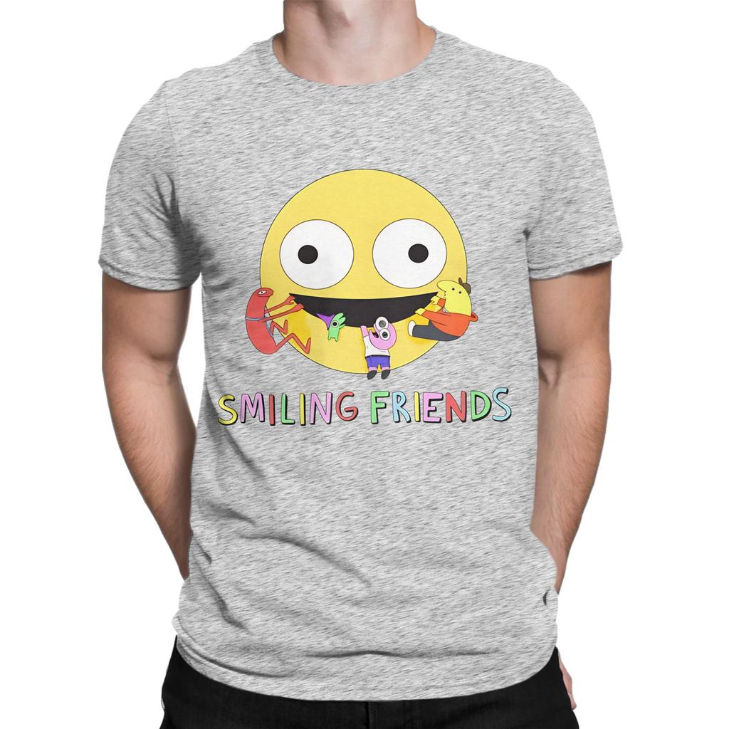 Smiling Friends Logo Novelty 100 Cotton TShirt Smiling Friends Season 2 Tops Tees For Unisex
