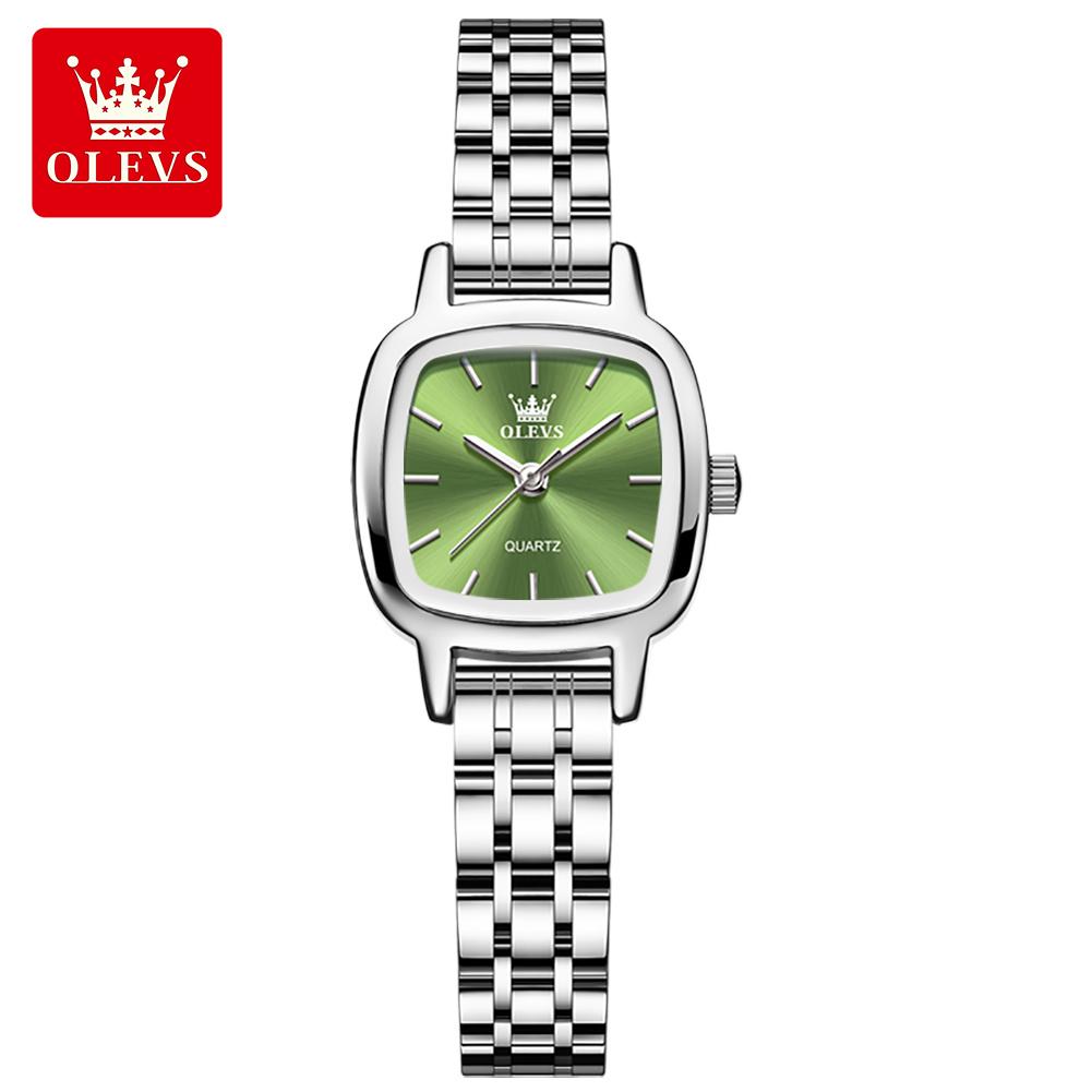 OLEVS 5675 NEW Woman Watch Elegant Square Waterproof Ladies Wristwatch Gifts Original Solid Steel Strap Quartz Watches For Women