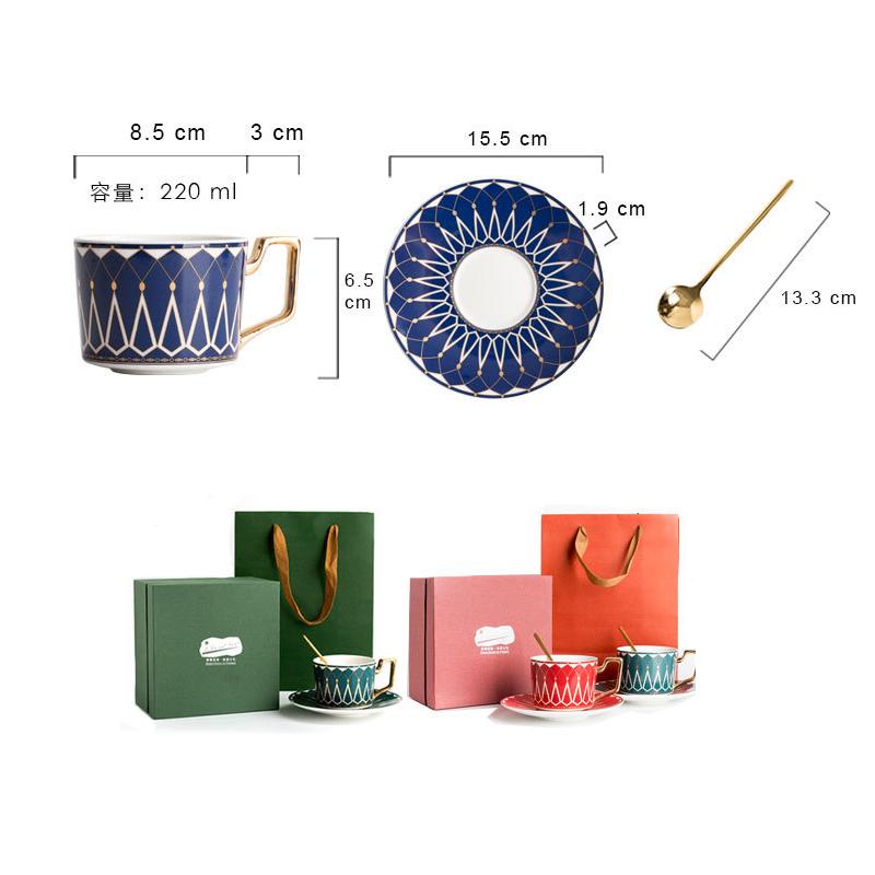 Luxury Palace Ceramic Coffee Cup Saucer Spoon Set 220ml Nordic Tea Cup Porcelain Tea Set Advanced Teacup Cafe Espresso Cup