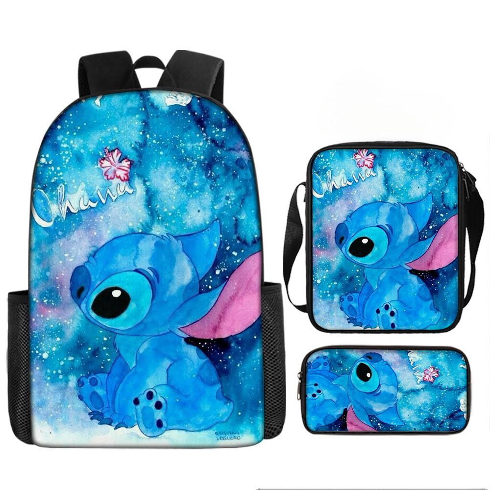 Disney Stitch School Backpack Oxford Cloth Lightweight Breathable Bookbag For Kids