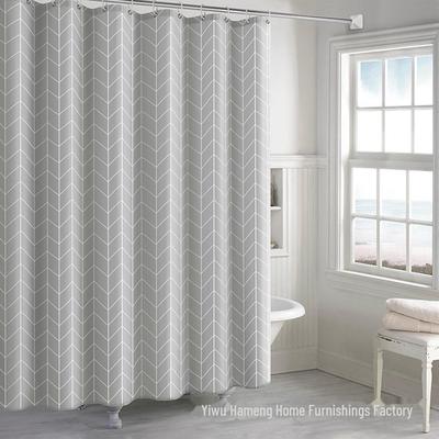 Gray Geometric 160g Thick Polyester Hotel Shower Curtain