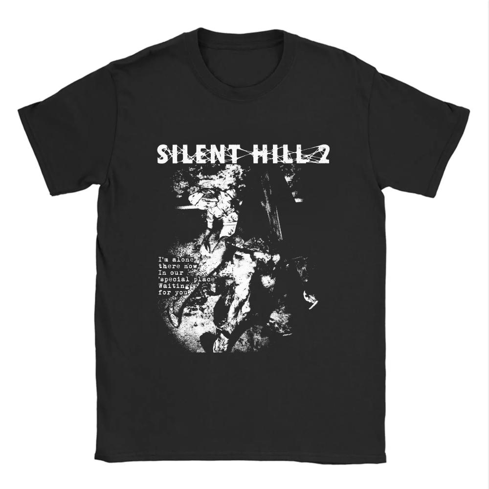 Silent Hill 2 3 TV-spel Svart Retro Spel T-shirt Tee Män Kvinnor Semester Ledig Kortärmad Tee Topp Lös T-shirt Sommar