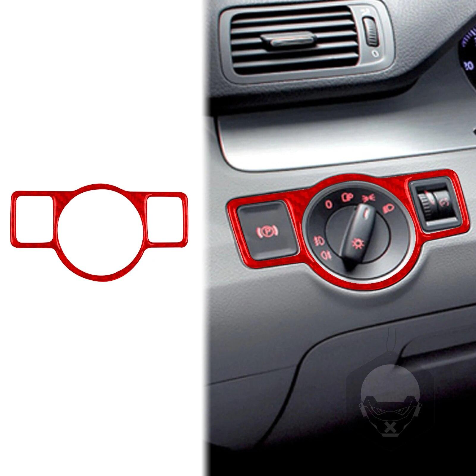 

Для Volkswagen VW Passat 2006 2007 2008 2009 2010 2011 аксессуары из углеродного волокна салон автомобиля переключатель фар накладка наклейка красный