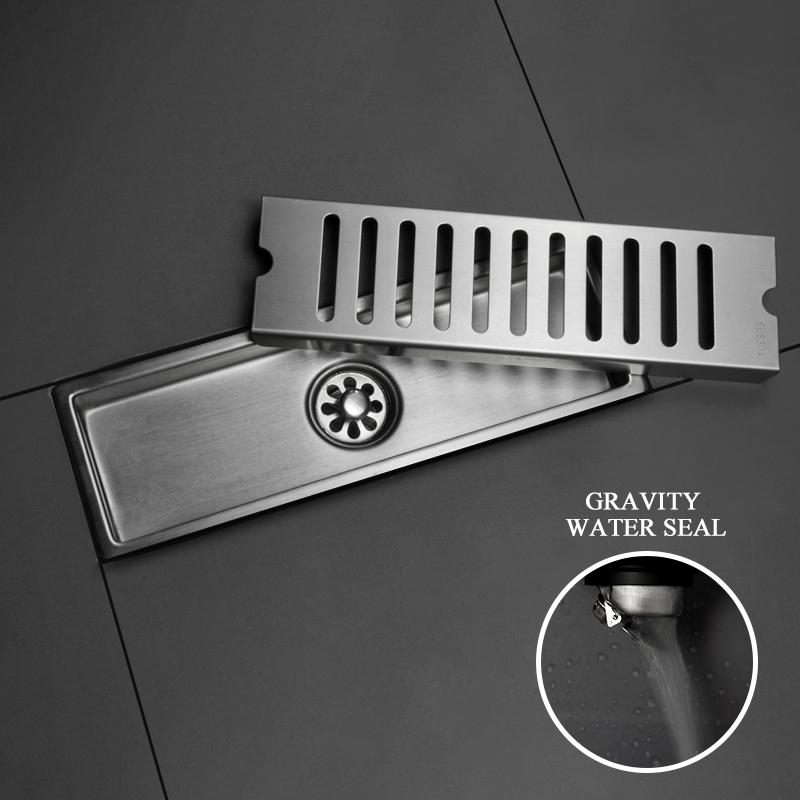 Brushed Rose Gold Floor Drain SUS304 Floor Conceal Drain 30CM/60CM Long Drainage Channel Drain for Hotel Bathroom Kitchen Floor