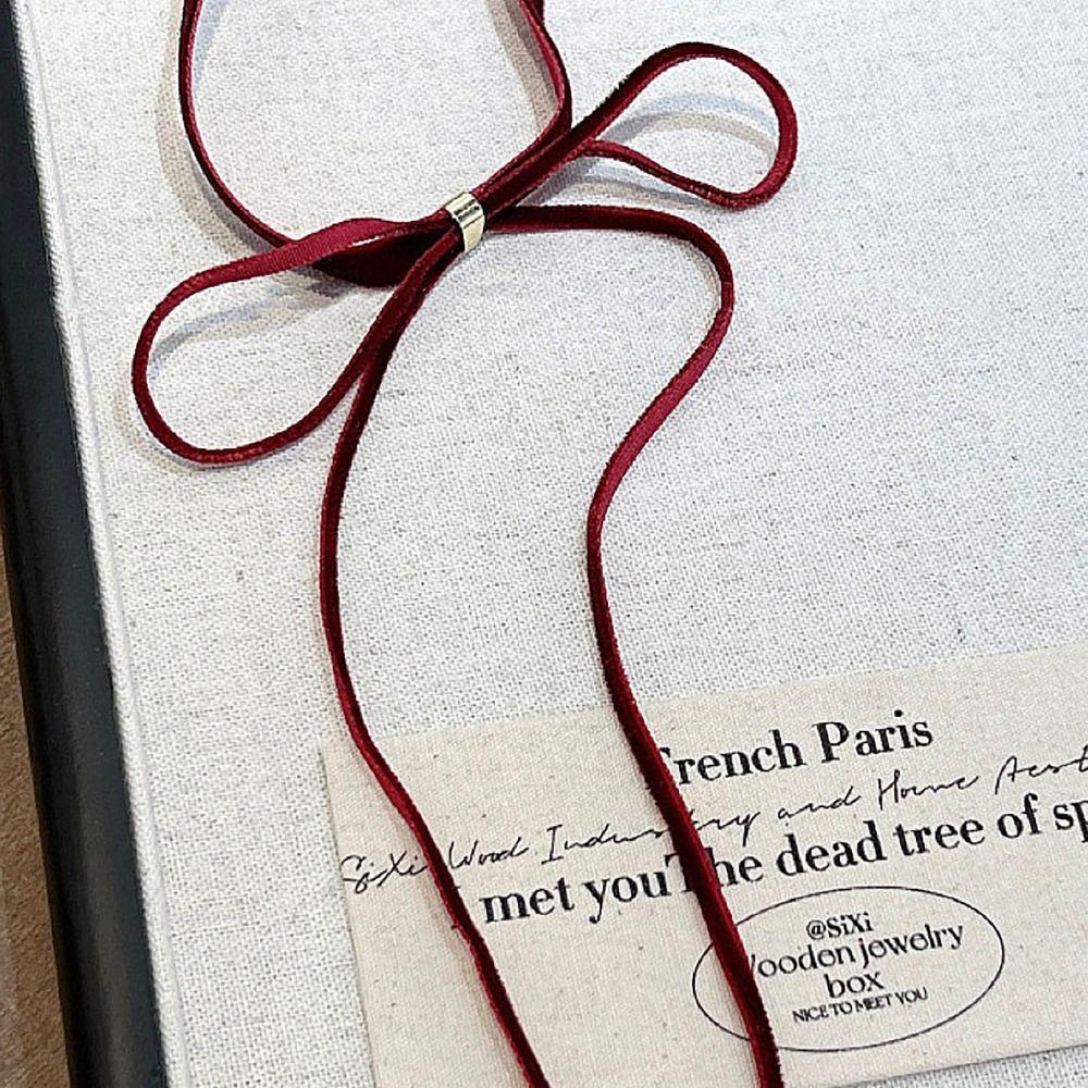 Adjustable Chain Choker Necklace Bow Pendant Collar Gentle Bow Necklace  Christmas