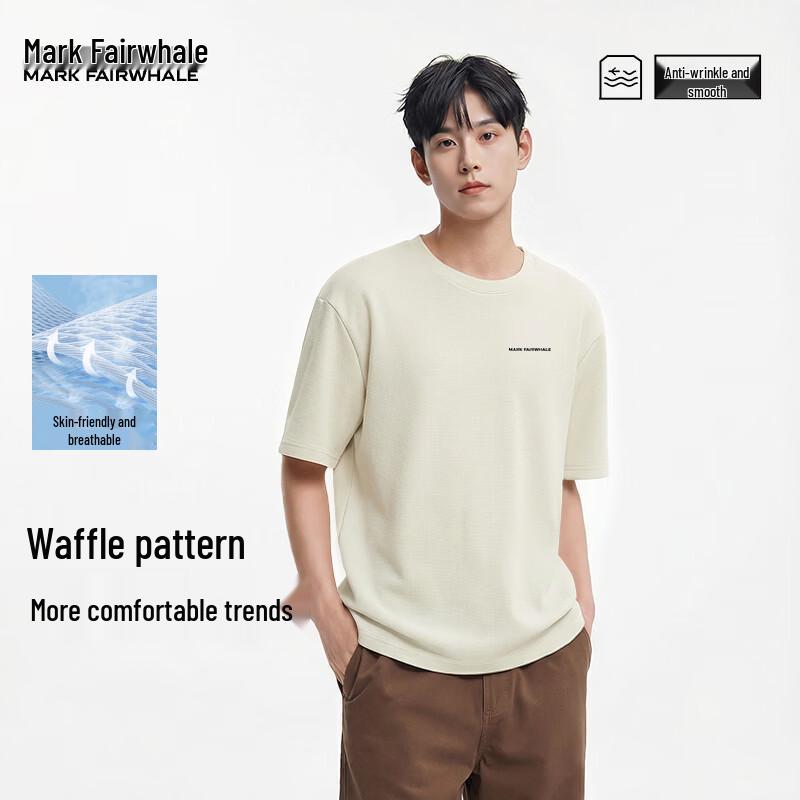 MARK FAIRWHALE Men s Waffle Knit Loose Fit Short Sleeve T-Shirt 2XL