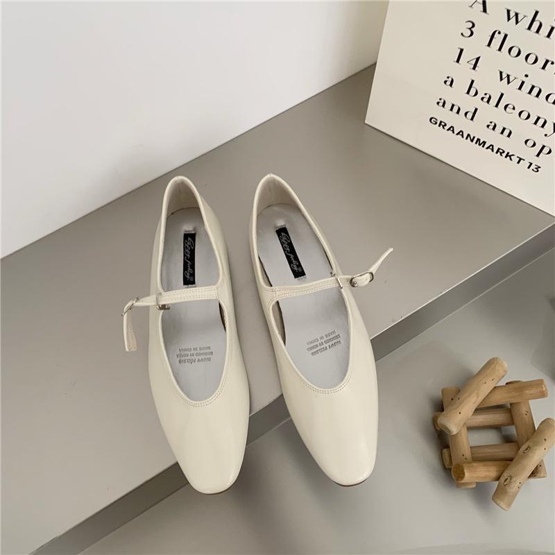 Fashion 2025 Spring Autumn Flat Mary Janes Shoes Woman Candy Color Soft Leather Ballet Flats Ankle Strap Comfy Mocaasins for Woman