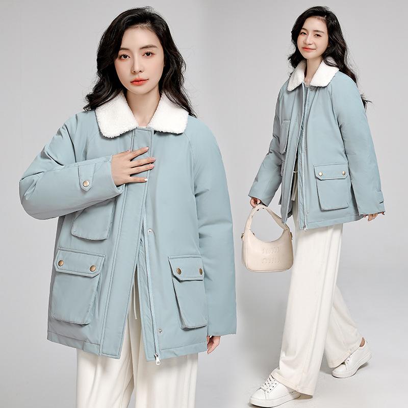 Women's New Faux Lambswool Lapel Windproof Lightweight Thickened Fluffy Warm Loose High-quality Fabric Casual Sports Cotton Jacket