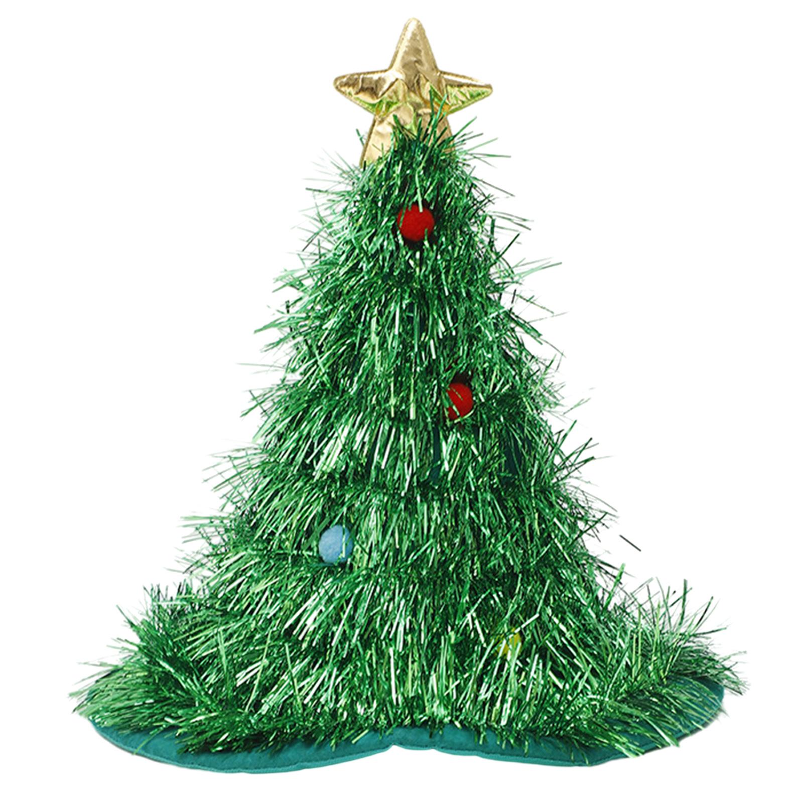 

Adult Tinsel Christmas Tree Santa Hat Performances Hat Green Color Christmas Santa Hat for Teens New Year Presents A