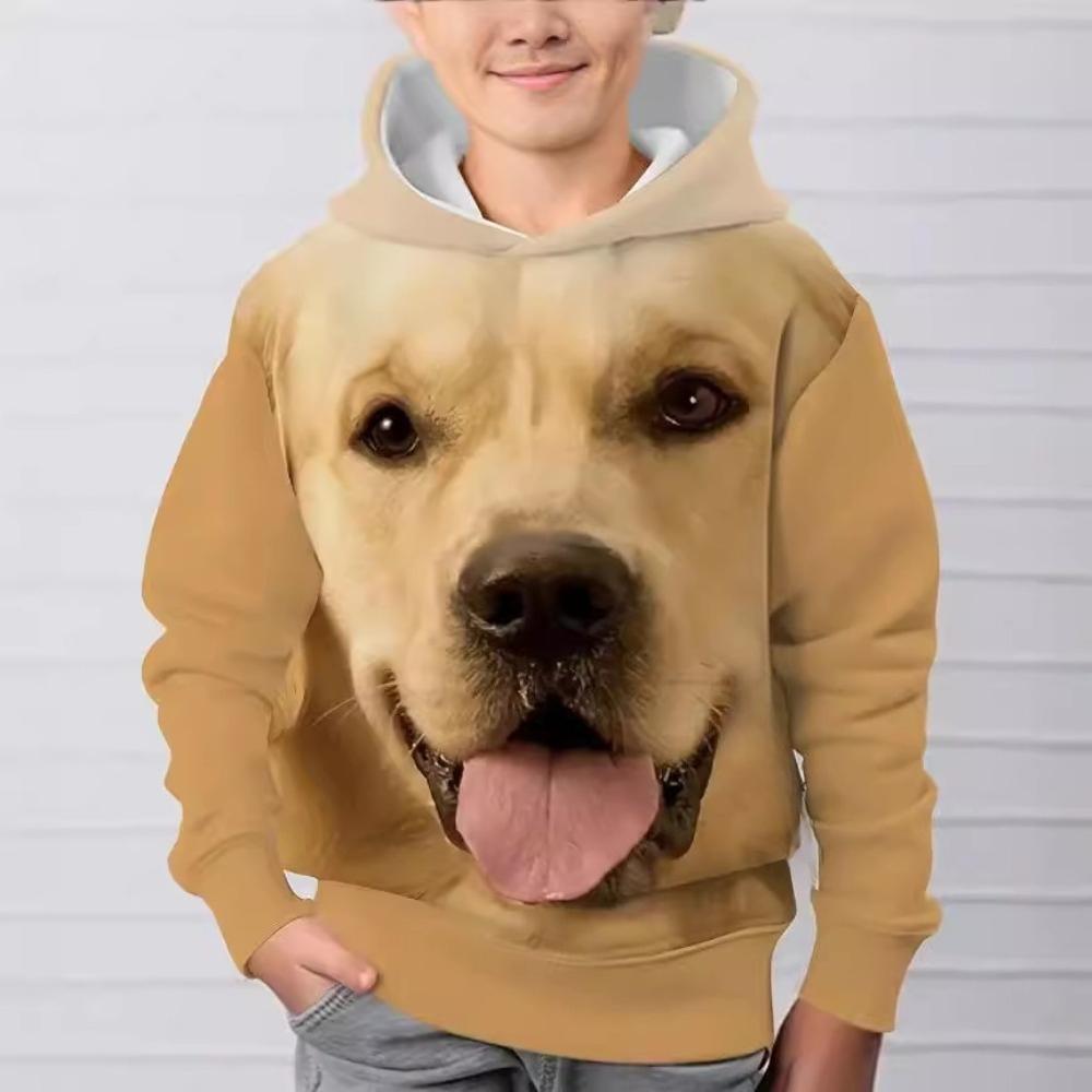 Autumn Comfortable Sports Leisure Long Sleeved Pullover Hooded Sweatshirt Children Animal Patterns Loose Versatile Pocketless 3d Hoodies