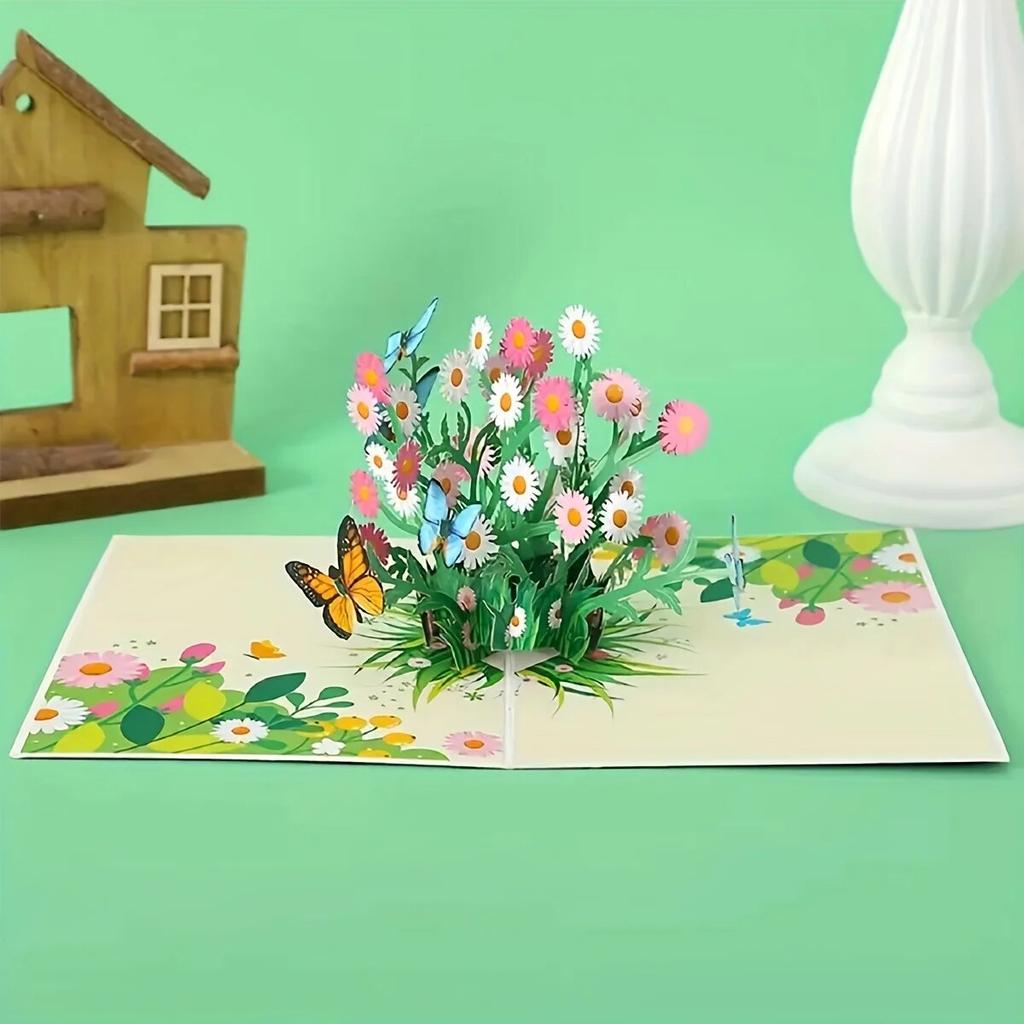 3D Pop-Up Cards Flowers Birthday Card Anniversary Gifts Postcard Maple Cherry Tree Wedding Invitations Congratulation Card Gift