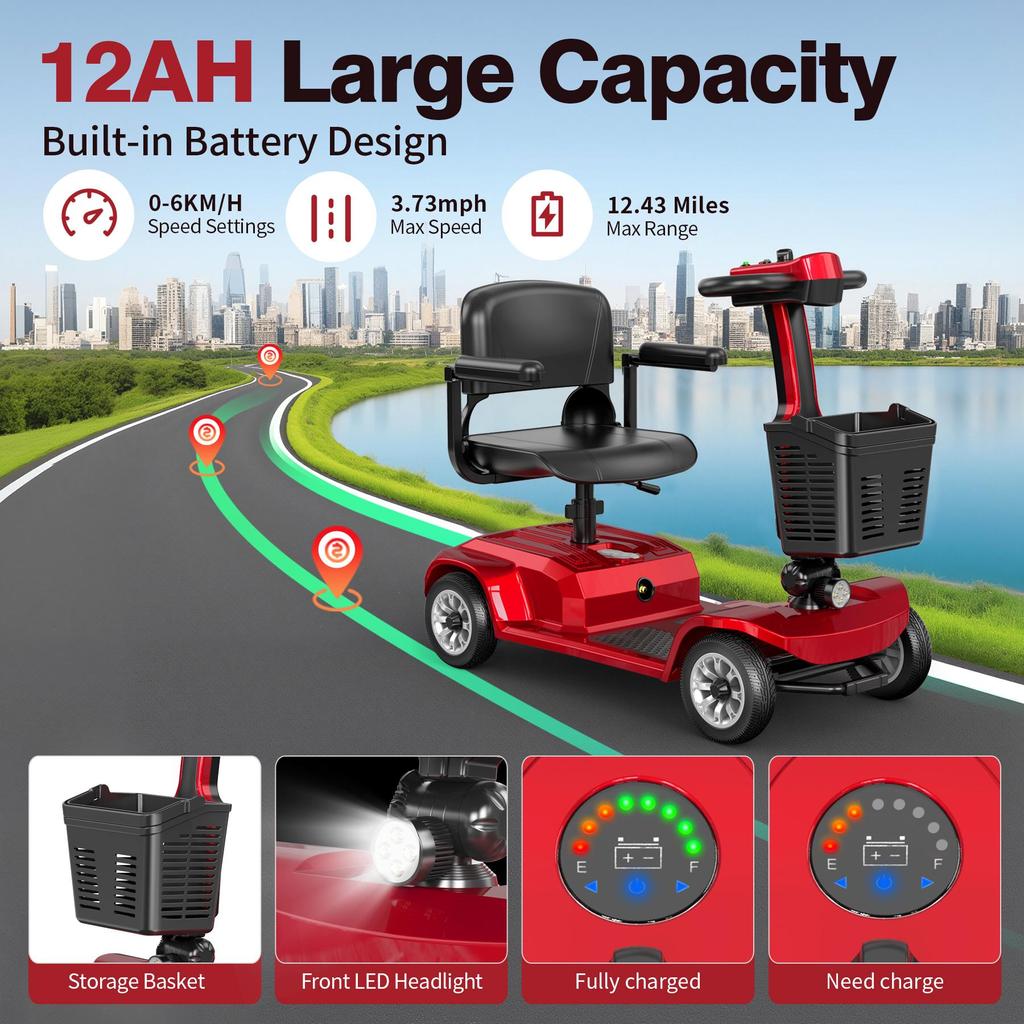 X-02 Mobility Scooter - 24V 300W, Max Speed 6km/h, Max Load 190KG, 20KM Range