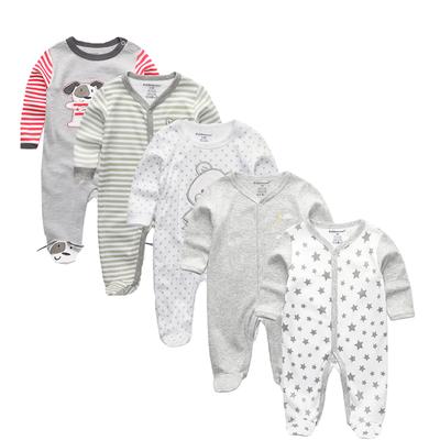 5 pezzi di pagliaccetti unisex in cotone per neonati, tute, vestiti per neonati, vestiti per neonati a maniche lunghe
