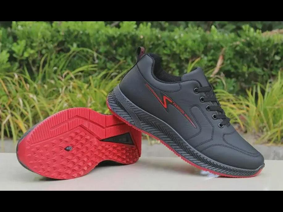 Men's Waterproof Black Leather Autumn Work & Casual Running Shoes