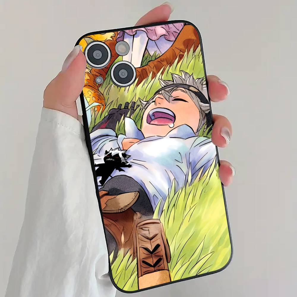 Anime B-Black Clover Phone Case Cool Black Silicone Soft For IPhone 16 15 14 13 12 11 X XR Plus Pro Max Plus