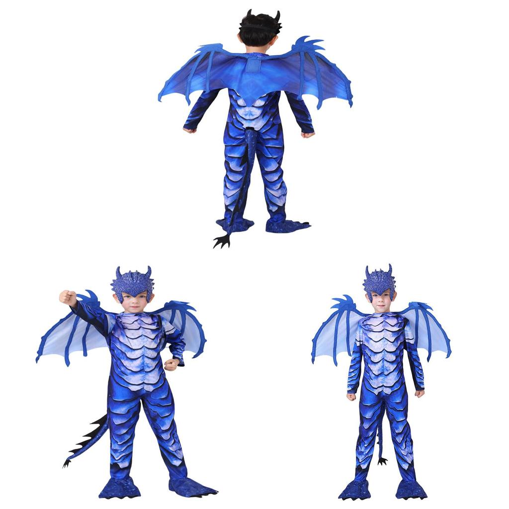Ice Frost Dragon Cosplay Outfit For Children Made Of Polyester With Long Sleeves For Party Fun
