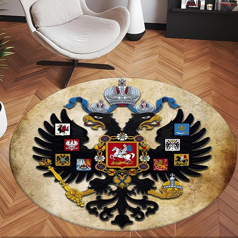 Russian Double Headed Eagle (5) Round Office Rug Decorative Floor Rug for Office Bedroom Living Room and Home Space