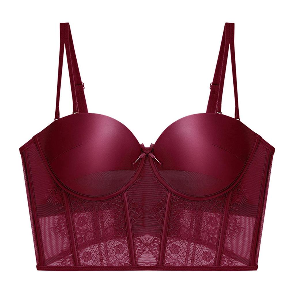 Red Push-Up Bra Set: Six-Button Adjustable, Anti-Side-Boob, No Underwire, Small Bust Enhancement