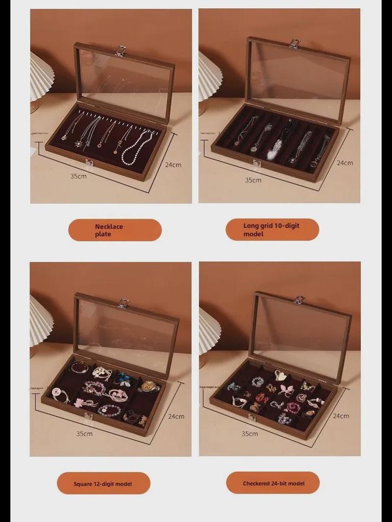 Walnut Wood Jewelry Storage Box with Lid for Bracelets, Necklaces, Rings, and Earrings