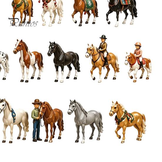 Family Festive Activity Toys Christmas Pony Advent Calendar, 24-Day Acrylic Ornament Set with Mini Cute Collection Horse Figures, Tree Hanging