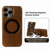 Luxury 360° Rotating Magnetic Holder Genuine Leather Case For 15 Pro Max 16Pro 14Pro 13 12 11 Magsafe Charging Back Cover