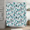 Blue Cactus Shower Curtain White Fabric Decoration for Bathroom Waterproof Rainproof Easy Installation Pattern Decorations