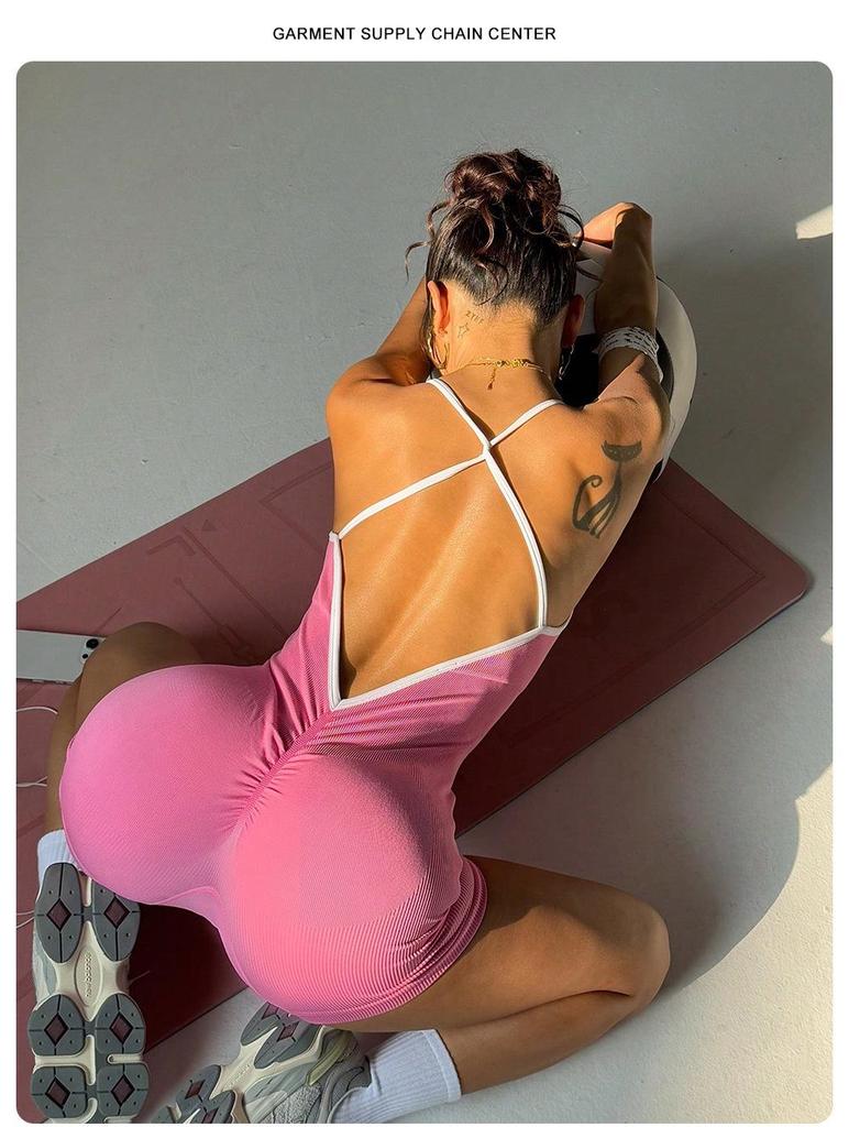 Ribbed Sleeveless Quick-Dry Yoga Bodysuit