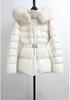 Yu Yan, a Korean woman's waist down jacket, white duck down, three-proof jacket, fox fur collar, small women's jacket
