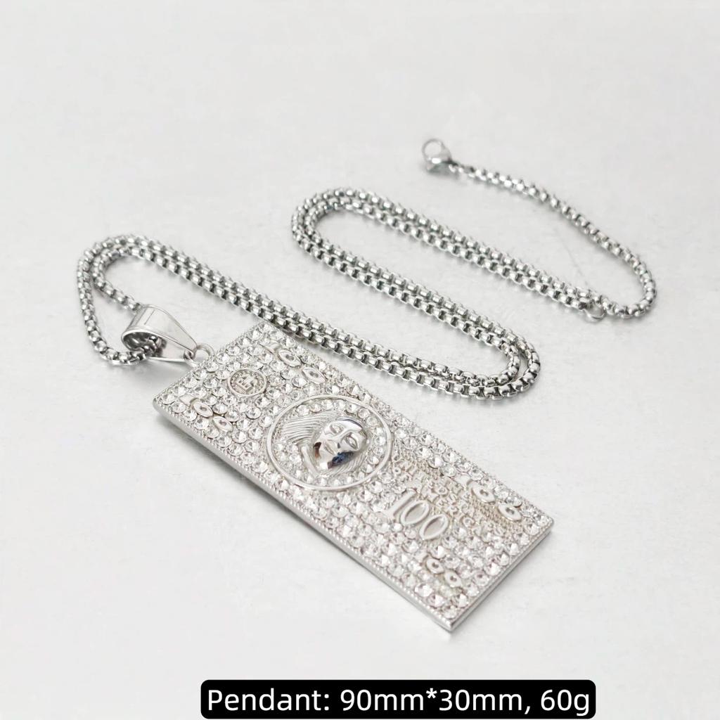 Hip Hop Iced Out Bling Dollarzeichen Anhänger Goldfarbe Edelstahl Rapper Geld Halskette Für Männer Frauen Hippie Schmuck Geschenk