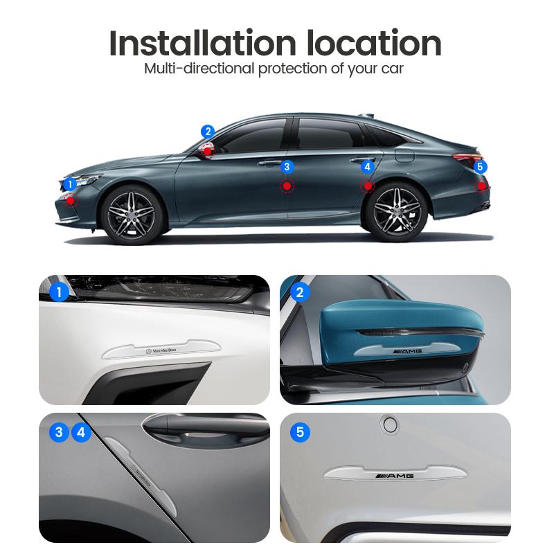 GLC GLB 4pcs Rubber Car Door Edge Protector Stickers Anti Collision Strips For Mercedes Benz AMG W108 W124 W126 W140 W168 W169