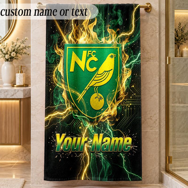 Beach TowelNorwich City Custom Name Text Personalized Soft Towel for Beach Pool Indoor Home Decor Gift