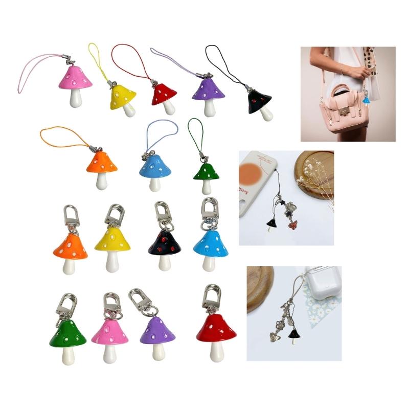 Mushroom Theme Keychain Colorful Resin Artwork For Keys Backpacks Trendy Practical Gift For Birthdays Celebrations