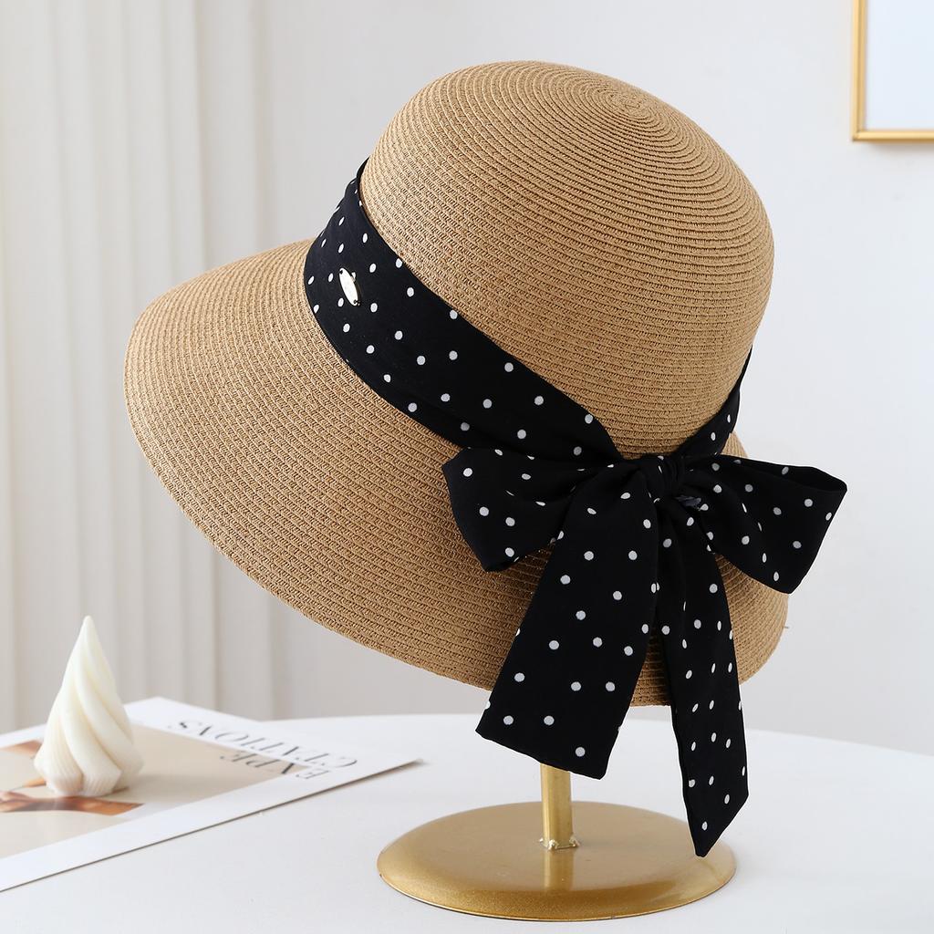 French-Style Wide-Brimmed Sunhat Bucket Hat Women with Summer Bow for Seaside Outings Summer Bow Beach Hats