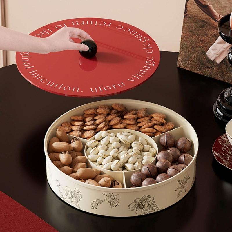 1/2/3-stöckiges Serviertablett mit Deckel Party-Snack-Tablett Lebensmittelaufbewahrungsbox Zuhause Schreibtisch Snacks Süßigkeiten Nüsse Obstplatte