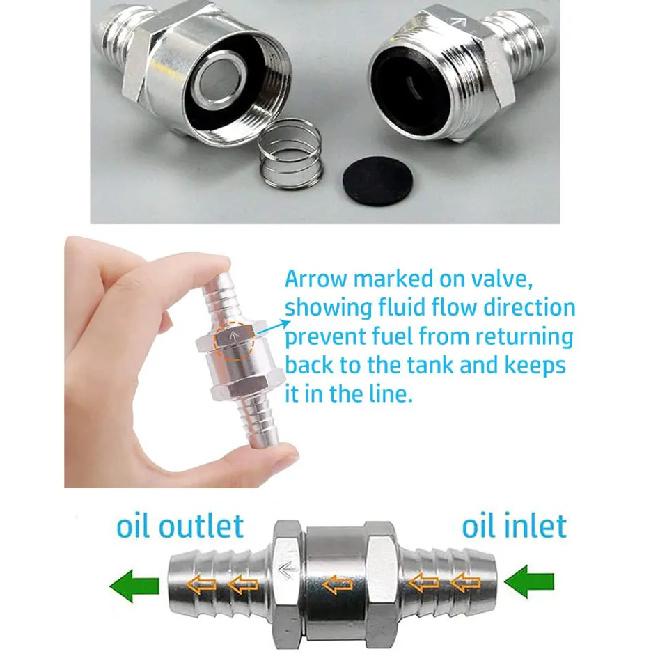 1Pcs Non-Return One Way Check Valve,Aluminium Alloy Fuel Hose Check Valve Control Accessories for Petrol Diesel Fuel Oil Water