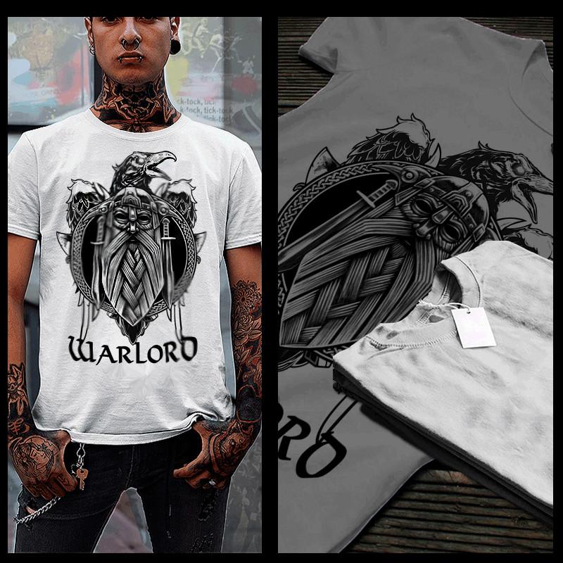 Warrior T-Shirt Viking Nordic savage Warlord Odin till Valhalla Combat tee