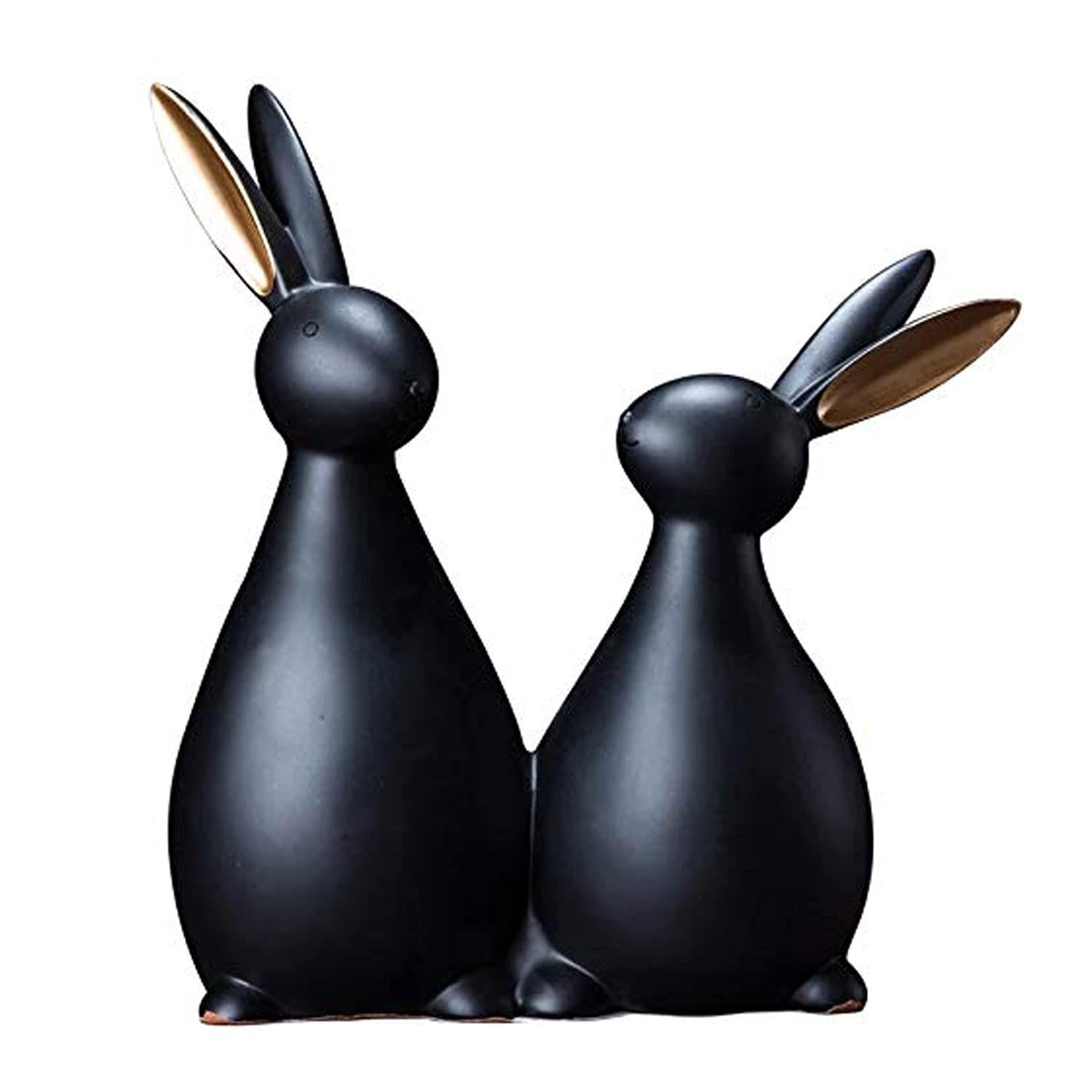

Resin Rabbit Figurines for Home Decoration (Pack of 1, Black)