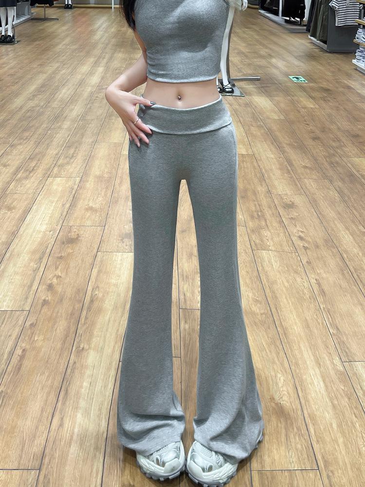 High-Waist Ice Silk Flare Yoga Pants - Slimming & Casual Sportswear