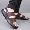Fashion Brand Summer Men Sandals Leather Lightweight Open Toe Flats Casual Outdoor Walking Sandals Men Beach Hollow Out Shoes Size 38-44