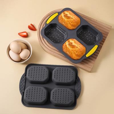 Ekmek Kalıbı Isıya Dayanıklı yapışmaz Pasta Kalıbı Ev Mutfak için 4 Izgaralı Silikon Ekmek Pişirme Kalıbı