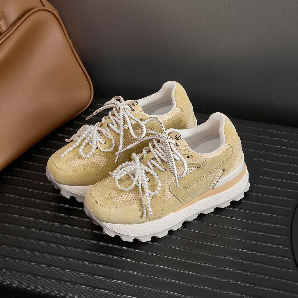 Small 8CM inner height increase women's shoes German training shoes 2025 summer mesh platform sports shoes dad shoes Forrest Gump shoes