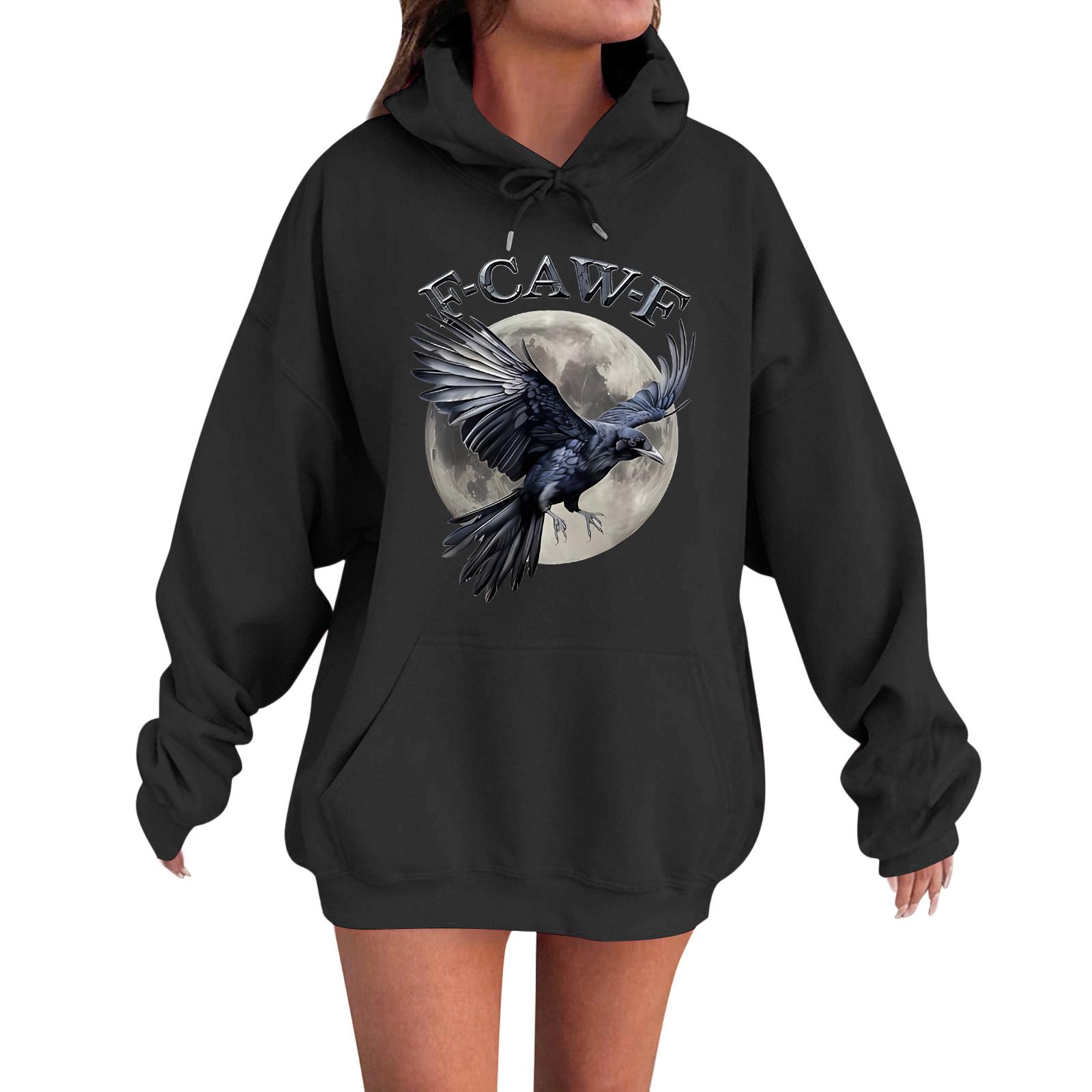 

Женская модная повседневная толстовка с длинным рукавом, свободного кроя, с принтом XXL чёрный