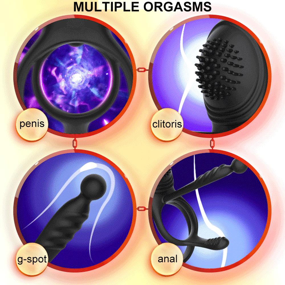 Vibrating Penis Cock Ring Delay Ejaculation Silicone Anal Vaginal G Spot Clit Stimulator Vibrator Adult Sex Toys For Men Couple