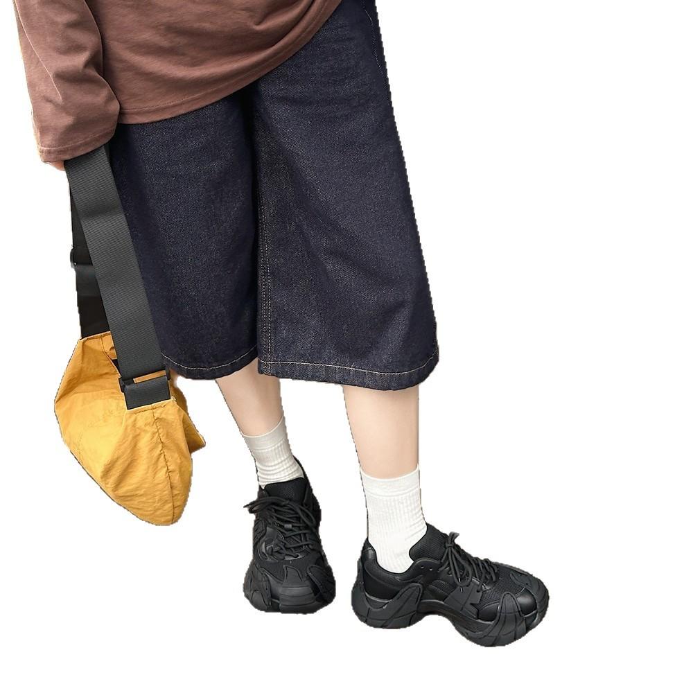 2025 early autumn new small 6cm muffin bottom versatile niche lace-up casual women's fashion breathable dad shoes