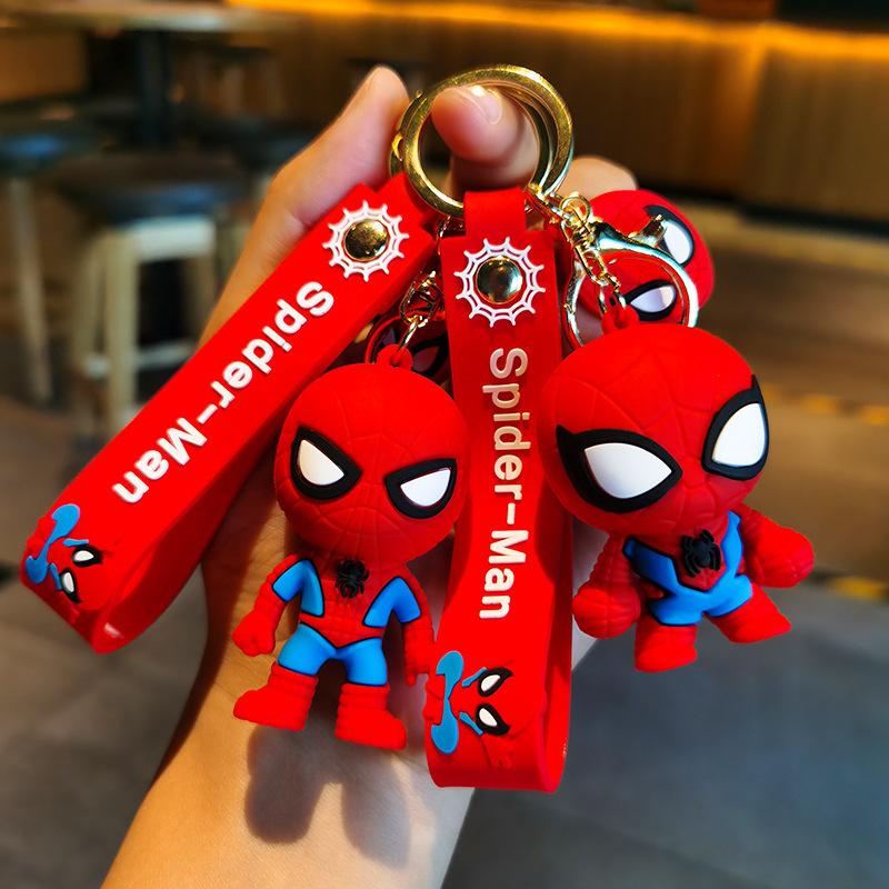 Superhrdina Spiderman Panenka Silikonový Klíčenka Marvel Avengers Pavoučí Klíčenky pro Batoh Doplňky Muži Auto Přívěsek Držák Klíčů