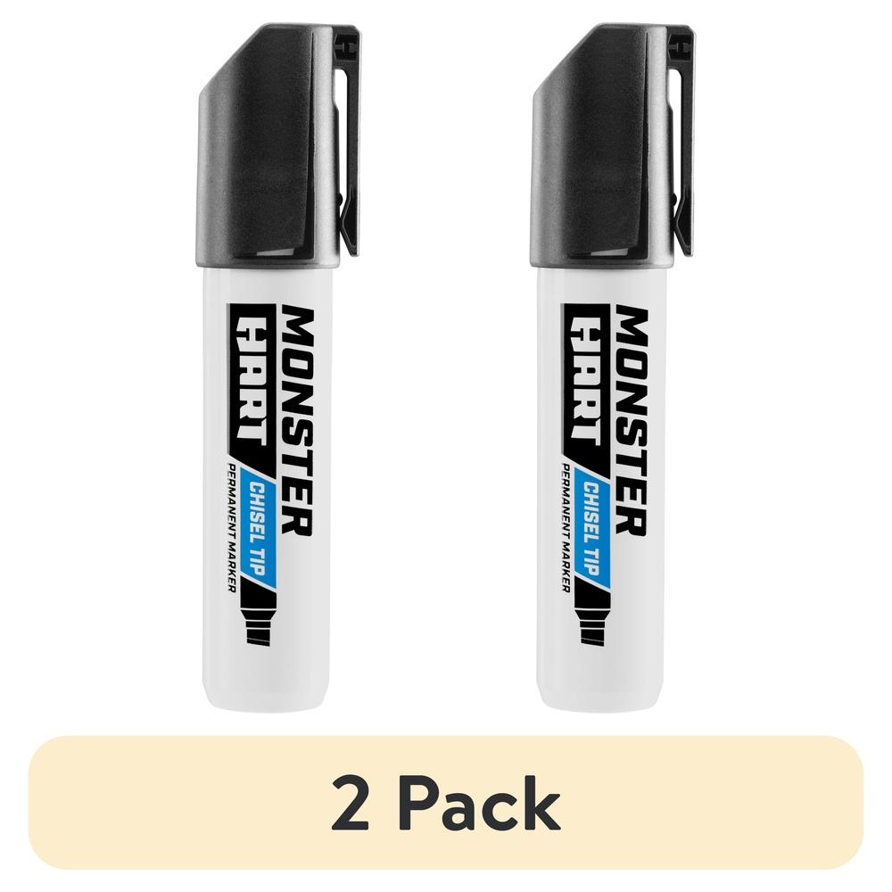 2 Pack Chisel Tip Permanent Marker Wood Metal Concrete Heavy Duty Clog Resistant Secure Locking Cap Multi Surface Marking