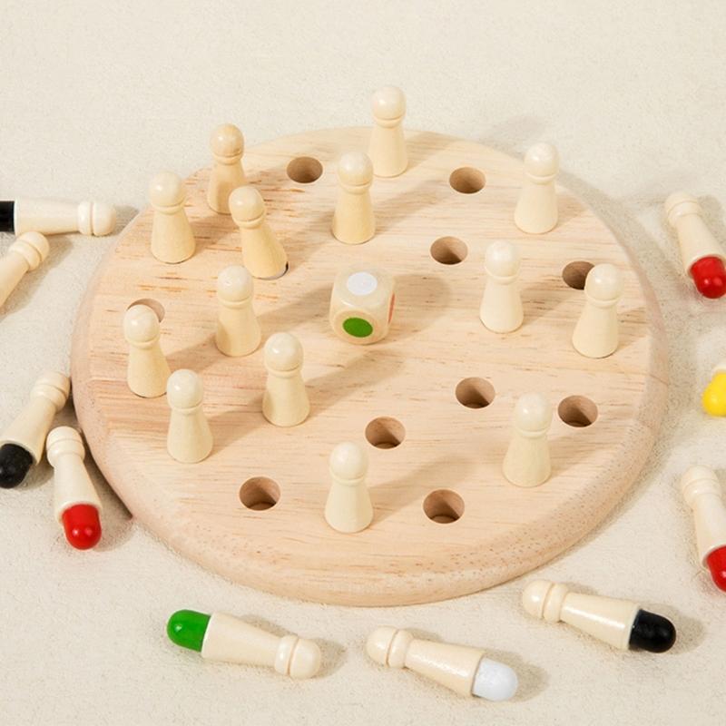 Wooden Memory Matching Game Concentration Training Educational Toy Early Education Color Memory Chess for Kids