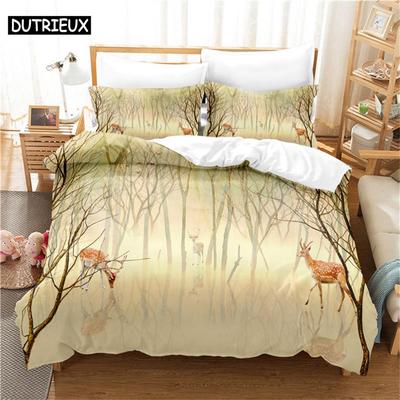 Sika Deer 3Pcs Bedding Sets 3D Digital Printing Custom Quilt Duvet Cover Set  Home Queen King Quilt Pillowcase