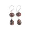 Black Rhodonite Gemstone 925 Sterling Silver Jewelry Handcrafted Earrings 1.88" EE-73-20